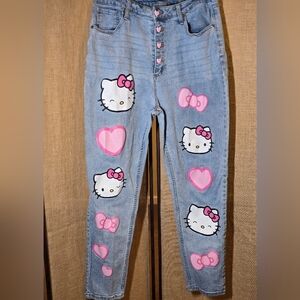 Hello Kitty / Hot Topic Button Down Heart Button Jeans with Pink Accents SIZE 13